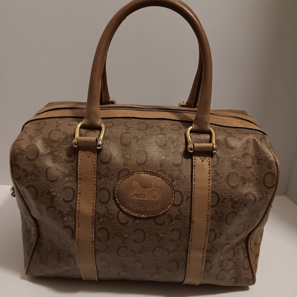Celine Brown Monogram Canvas Travel Satchel
